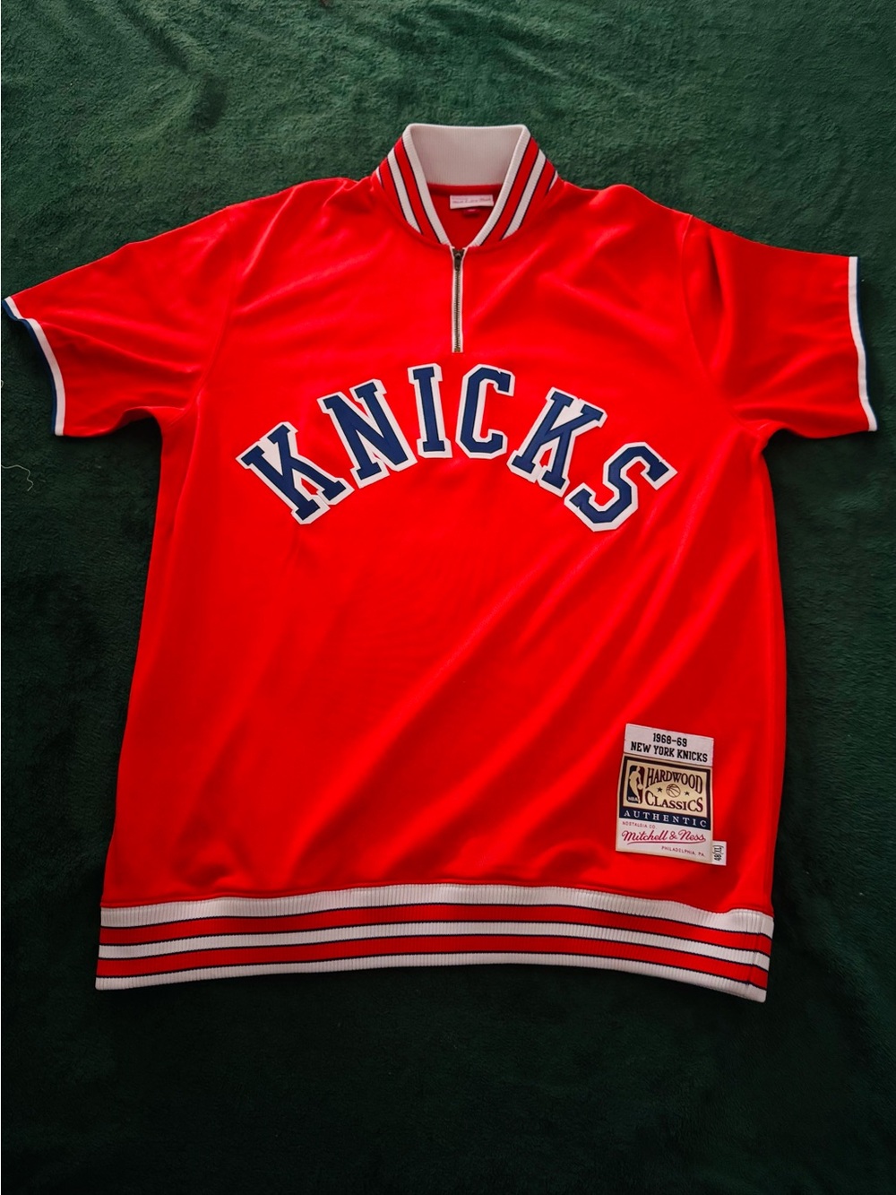 Authentic Mitchell & Ness Red Knicks Shooting Shirt